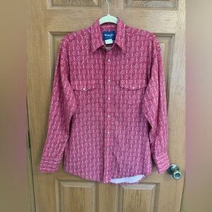 Vintage Wrangler western pearl snap button down shirt mens red medium cotton
